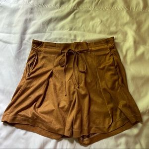 Suede Paper Bag Shorts